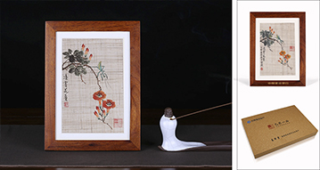 中國建設(shè)銀行 凌霄花蔓夏布框畫定制
